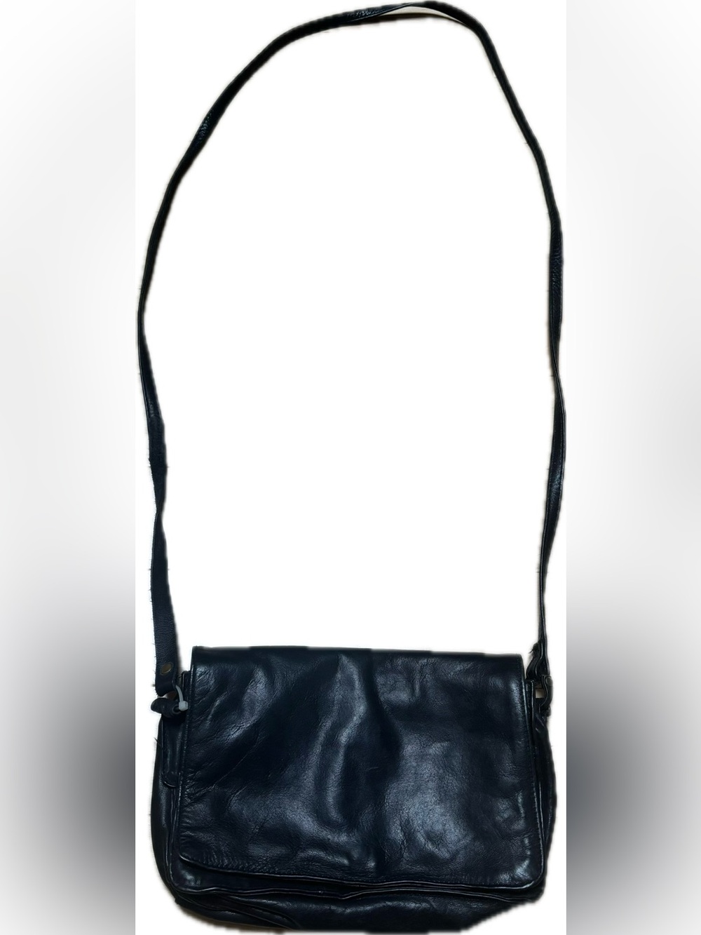 Derek Alexander Black Leather Crossbody Flap Bag